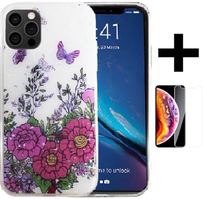 Silicone/TPU back cover Geschikt voor Apple iPhone 12 Pro Max print/ TPU back cover print + Gratis screenprotector (4)