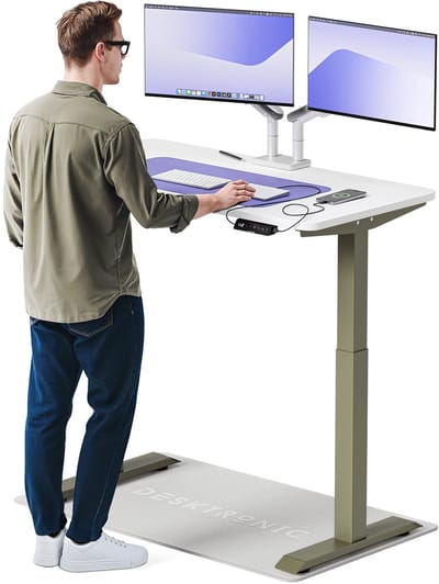 Desktronic HomeOne Zit-sta Bureau Elektrisch In Hoogte Verstelbaar, 120x60 cm Groente/Wit, Stille Dubbele Motor, Hoogte 72-119cm