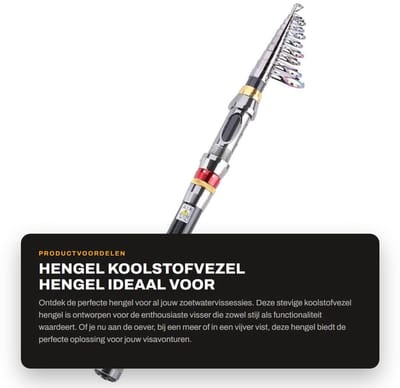 Dailygoods- Hengel met hoge dichtheid - Koolstofvezel - Draagbaar - Zoetwatervissen - Sportvissers - Ideaal voor uitstapjes - Visserijhengel