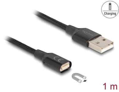 Delock Magnetic USB Charging Cable black 1 m