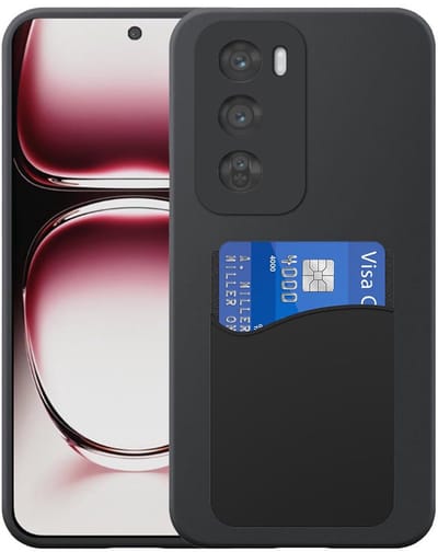 Geschikt voor Oppo Reno 12 Pro Telefoonhoesje met Siliconen Pasjeshouder - Flexible Back Cover Case Siliconen TPU with Silicone Cardslot - Zwart - Smartphonica geschikt voor Oppo Reno 12 Pro