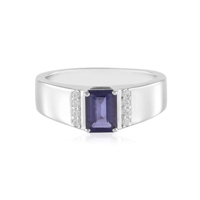 Cavill - Zilveren ring 925 Sterling Zilver gerhodineerd - 0,72 ct Ioliet achthoekig uit India - 0,16 ct Zirkonia - Elegant diepblauw sieraad