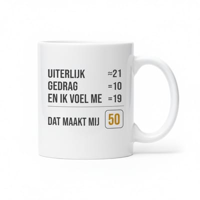 Grappige 50ste Verjaardag Mok – Humor “Dat Maakt Mij 50” Koffiemok 330 ml – Perfect Cadeau