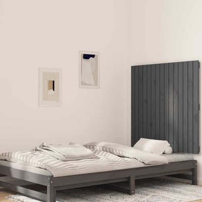 vidaXL - Wandhoofdbord - 95,5x3x90 - cm - massief - grenenhout - grijs