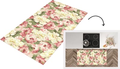 Keukenloper - Loper keuken - Rozen - Vintage - Patronen - 120x60 cm - Keukenloper vinyl