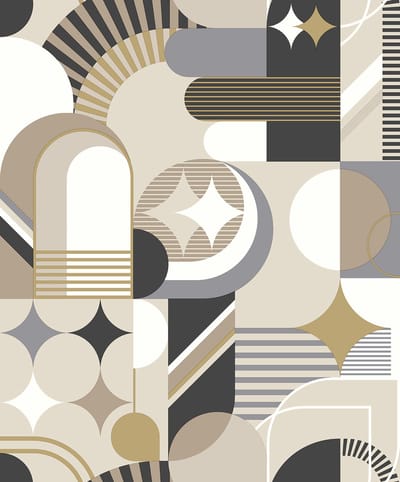 Duch Wallcoverings - Pop- Retro beige/goud - vliesbehang - 10m x 53cm - M474-07