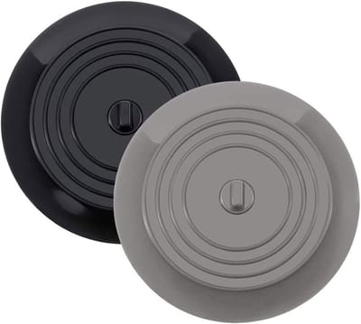 Afvoerstop - 2 Stuks - 15 cm Diameter - Afvoerplug - Gootsteen Stop Universeel - Silicone - Badstop - Anti Verstopping - Voor Gootsteen Spoelbak Bad Douchebak Keuken Wasbak Badkuip Aanrecht - grijs，zwart