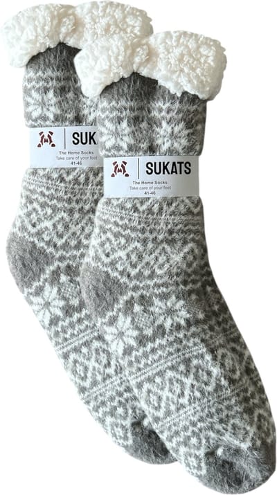 Sukats® Huissokken - Homesocks - Maat 41-46 - Heren Huissokken - Antislip sokken - Fluffy Sokken - Slofsokken - Variant 5 - Meerdere Maten en Varianten - Verwarmde Sokken
