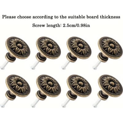 8 stuks Antiek Messing Kastknopjes, Vintage Landelijke Stijl Ladeknopjes, Ronde Decoratieve Knopjes voor Kast Dressoir, 0,94*1,22 Inch, met Schroeven 8pcs brons