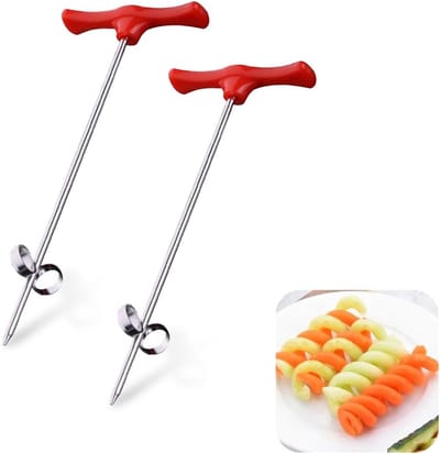 Famanu – 2-delige roestvrijstalen spiraalsnijder voor groenten en fruit, geschikt voor friet en zoodles