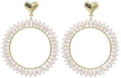 Oorbellen - oorringen - kralen - glaskralen - goudkleurig - roze - hip - trendy - tijdloos - chique - feest - verjaardag - cadeau - geschenk - vrouwen - dames