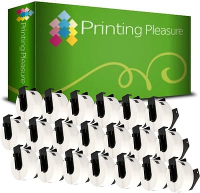 20 Rollen Adreslabels 29x90mm (400 Etiketten/Rol) - Vervangend voor P-Touch QL Serie Printers