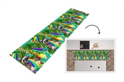 Keukenloper - Loper keuken - Luiaard - Regenboog - Bladeren - Patronen - 200x50 cm - Keukenloper vinyl