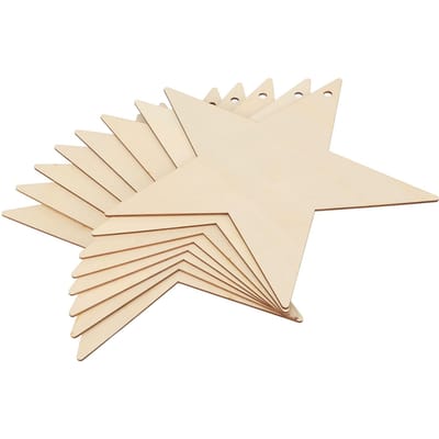 8 Stuks Houten Ster Ornamenten Blanco Onbewerkt Klein Kerstboom Hanger Decoratie DIY Knutselen beige