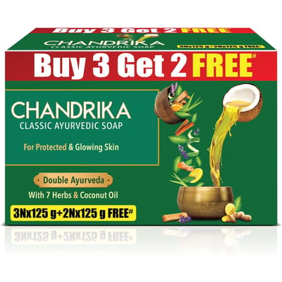 Chandrika Ayurvédische Zeep Klassiek| Handgemaakte Zeep voor een Natuurlijk Stralende Huid| Voor Alle Huidtypen| 125g (Pakket van 3) red