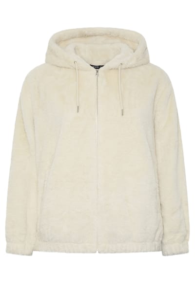 Yours Ivoorwitte Jas Van Imitatiebont Met Ritssluiting Size 42