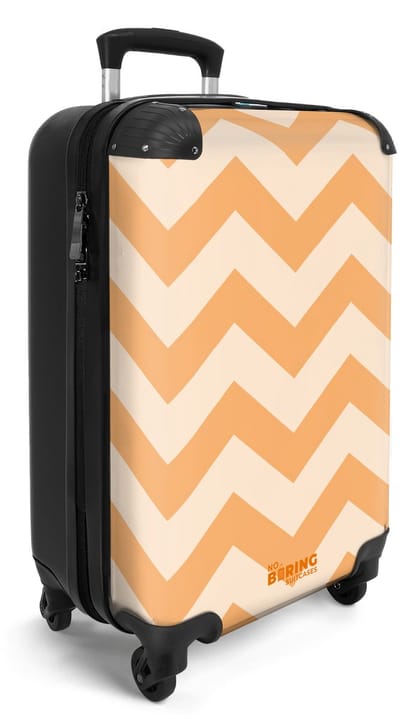 NoBoringSuitcases.com® - Handbagage koffer lichtgewicht - Reiskoffer trolley - Zigzag patroon in oranje - Reis rolkoffer met wieltjes - Carry on reistrolley op wielen - Luggage suitcase - 55x40x20 en 55x35x25 - Bagage 55 cm