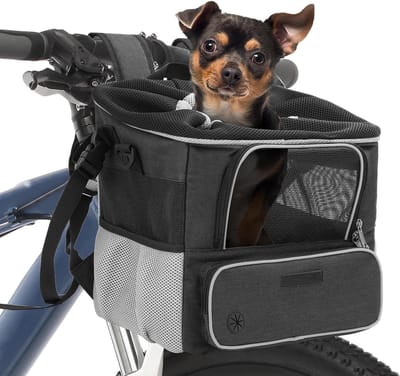 Famanu – Hondenfietsmand tot 5 kg met stuuradapter, ook te gebruiken als rugzak en schoudertas