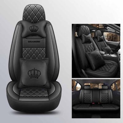 Autokussen PU Leer Stoelhoes Vijfzitsauto Vierseizoenen Universeel Goede Kwaliteit Volledig Pakket Stoelhoes Deluxe Edition zwart