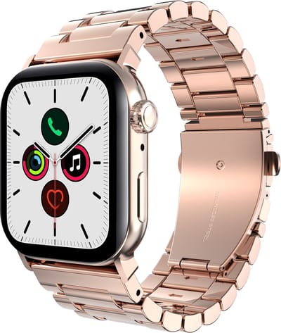 Cazy horlogebandje geschikt voor Apple Watch Bandje (PrimeSteel) - Smartwatchbandjes (+Horloge inkortset) - Universeel bandje geschikt voor Apple 38/40/41/42 mm - Rose Goud