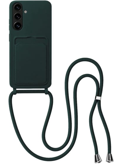 Hoes Geschikt voor Samsung S26 Hoesje Met Koord - Telefoonhoesje Geschikt voor Samsung Galaxy S26 Backcover Met Afneembaar Koord - Donkergroen