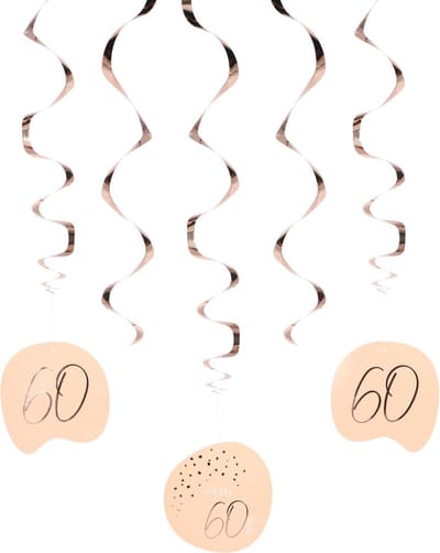 Folat - Hangdecoratie Elegant Lush Blush 60 Jaar - 5 stuks