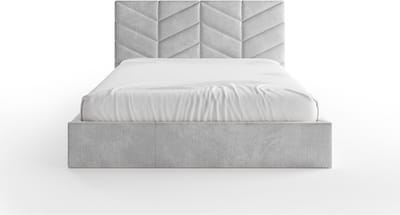 Vente-unique Bed met opbergruimte stof grijs 180 x 200 cm (Super King Size Bed)