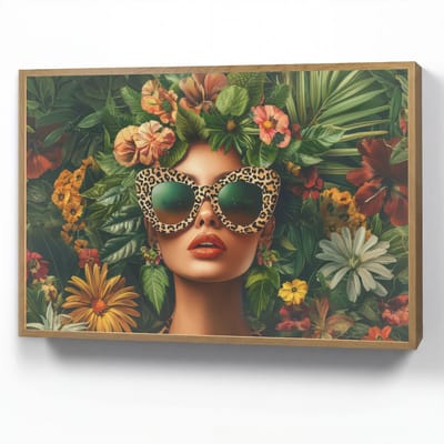 Wandlamp 90x60 cm - Oplaadbaar - Vrouw - Panterprint - Jungle - Natuur - Luxe - Wandlampen binnen woonkamer - Slaapkamer lamp - Decoratieve nachtlamp - Vloerlamp draadloos
