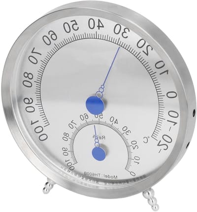 Grote Ronde Thermometer en Hygrometer voor Buiten - Waterdicht en Hittebestendig met Houder voor Nauwkeurige Weersvoorspelling