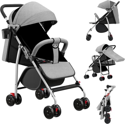 Kinderbuggy - Wandelwagen Kinderwagen - Reizen en Dagelijks Gebruik - Met Eén Hand Inklapbaar - Tot 22 kg - Grijs