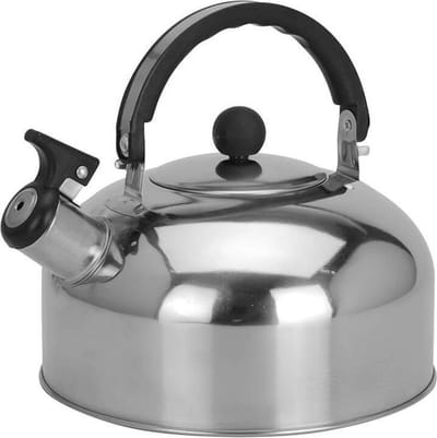 Fluitketel - RVS - 2 liter - zilverkleurig - waterkoker voor camping/ caravan/ camper