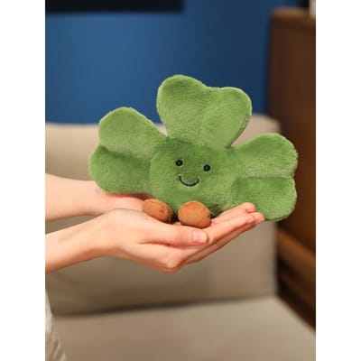 Geluksklaver Pluche 3-Bladig Gevulde Plant Super Zachte Klaver Cadeau voor Sint Patricksdag Geluksliefhebbers Verjaardag 16cm groen