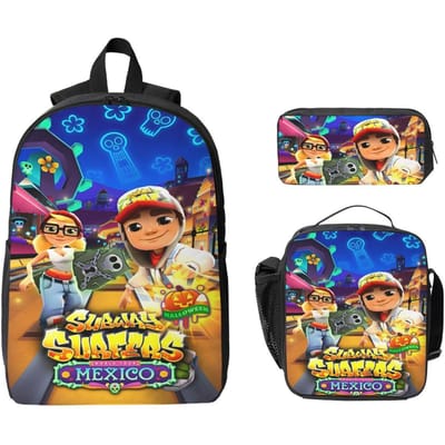 Subway Surfers Videogame Kinderrugzak Lunchbox Etui voor Jongens Meisjes Kleuterrugzakken Schooltas Boekentas Set blue