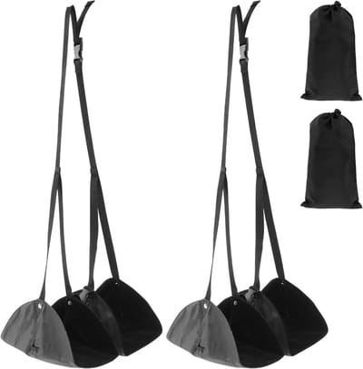 Vliegtuig Voetsteun - Reis Hangmat - Comfortabel Reizen - Verstelbare Lanyard - 2 stuks - Zwart