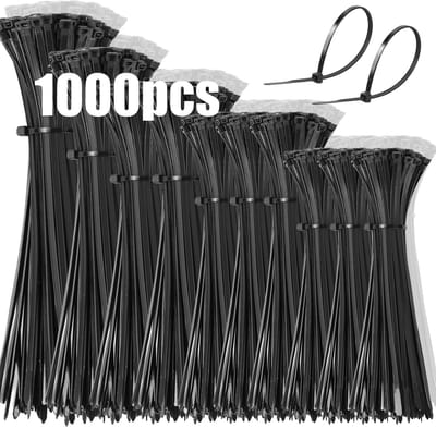 Dailygoods- Kabelbinders Set Van 1000 Stuks - Zwart - UV-Bestendig - Temperatuurbestendig - Chemisch Resistent - Treksterkte 15,8 kg - Binders
