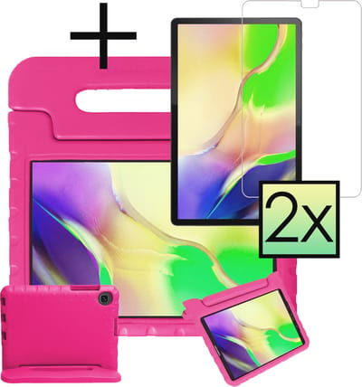 Hoes - Geschikt voor Samsung Galaxy Tab A 10.1 (2019) - Met 2x Screenprotector - Kinderhoes Shockproof Bumper - Kidsproof Case - Tablet Hoesje - Kinder Cover - Roze