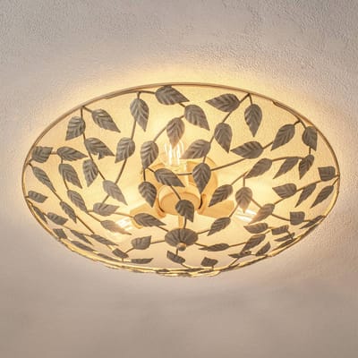 Luminex Arion plafondlamp, crème/goud gepatineerd, Ø 63 cm, staal