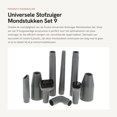 Dailygoods- Stofzuigeraccessoires Set van 9 - Universele Stofzuigermondstukken - Hoogwaardige Kunststof - Geschikt voor 32/35 mm - Voor Stof, Houtzaagsel, Meubels - Duurzaam en Robuust - Stofzuigeropzetstukken