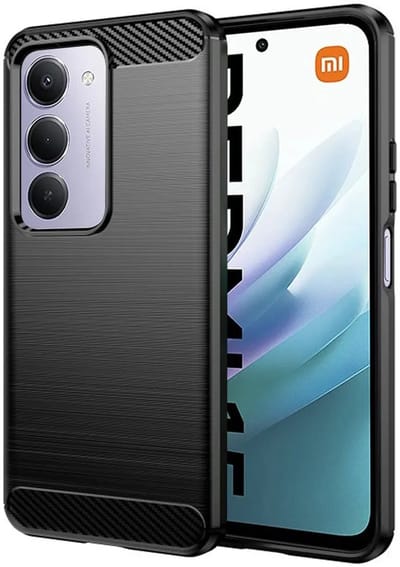 Hoesje geschikt voor Xiaomi Redmi 15 - Techsuit Carbon Silicone Back Cover - Zwart