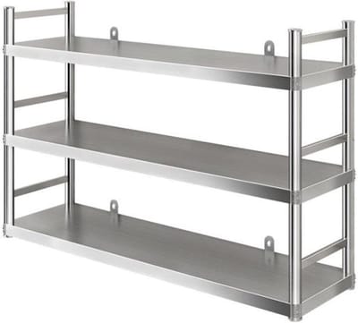 Wandplank Organizer - Metalen Rek - Keuken Opslag - Roestvrij Staal - 50 kg Draaglast - Zilverkleurig