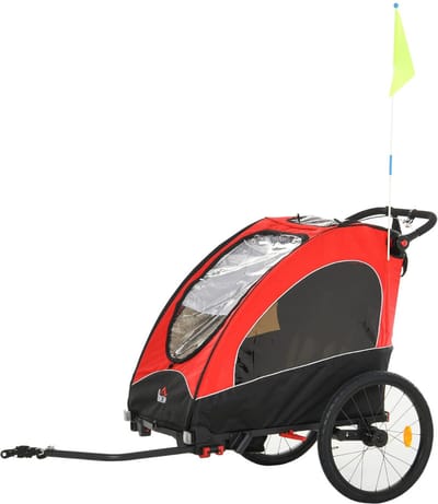 VELTRR® Fietskar Voor Kinderen - Kinderfietskar - Kinderbuggy - Zwart met Rood