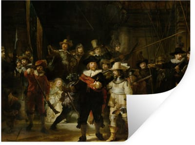 Muurstickers - Sticker Folie - De Nachtwacht - Kunst - Oude meesters - Rembrandt - 40x30 cm - Plakfolie - Muurstickers Kinderkamer - Zelfklevend Behang - Zelfklevend behangpapier - Stickerfolie