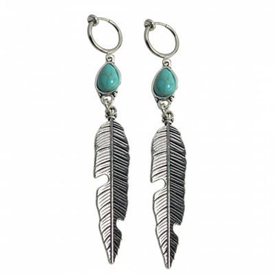 Klem oorbellen- turquoise -zilverkleur-geen gaatje-Charme Bijoux