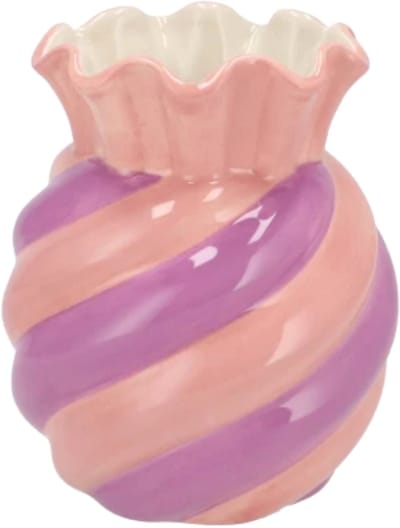 DK Design Bloemenvaas Sweety - boeket vaas - keramiek - roze/paars- 13 x 16 cm - snoepjes vaas