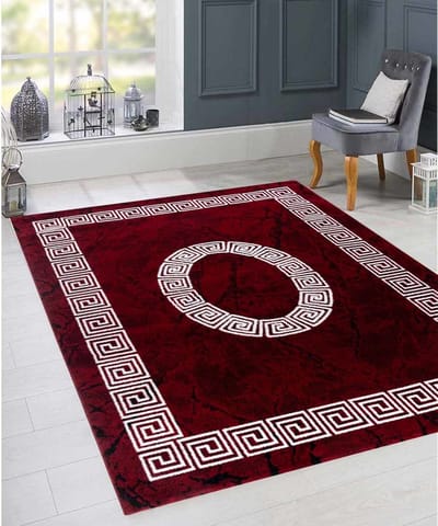 Flycarpets Marlon Vloerkleed Grieks Motief - Rood / Wit - Laagpolig - 120x170 cm