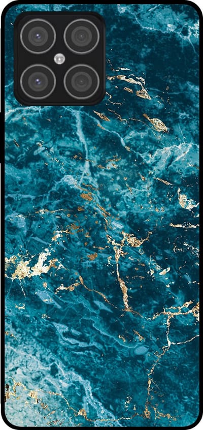 Smartphonica Telefoonhoesje Geschikt voor Huawei Honor X8 4G met marmer opdruk - TPU backcover case blue marble design - Blauw geschikt voor Huawei Honor X8