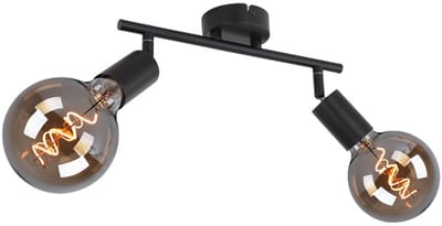Plafondlamp 2-vlam Spotlight zwenkbaar Spotlight zwart, metaal, 2x E27 stopcontacten: LxBxH 30x8x15,5 cm