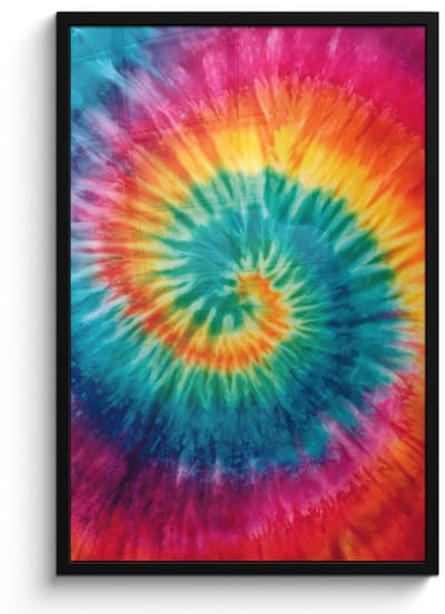 Poster in lijst - Fotolijst 60x90 cm - Posters - Regenboogkleuren - Tie dye - Posterlijst zwart - Decoratie - Wanddecoratie woonkamer - Muurdecoratie slaapkamer