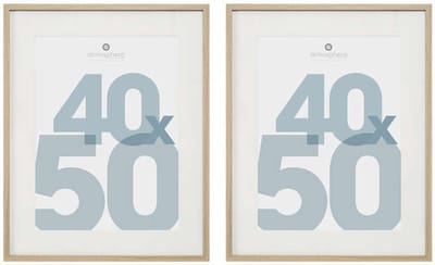 Atmosphera Fotolijstje Manu - 2x - met passe partout - voor een foto van 40 x 50 cm - naturel - MDF/Glas - Klassieker