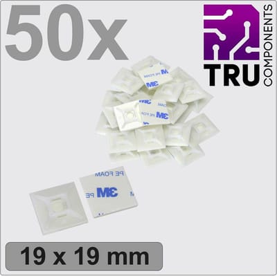 TRU COMPONENTS T24CA067 Bevestigingssokkel Zelfklevend, Schroefbaar TC-12888540 4-voudige invoeging Wit 50 stuk(s)